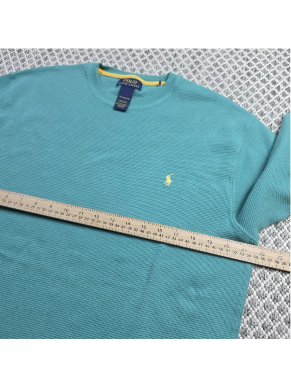 Polo Ralph Lauren Mens 2XL Waffle Knit Thermal Shirt Long Sleeve Teal Pony